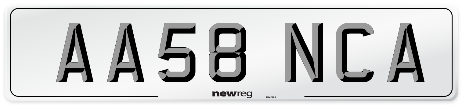 AA58 NCA Number Plate from New Reg